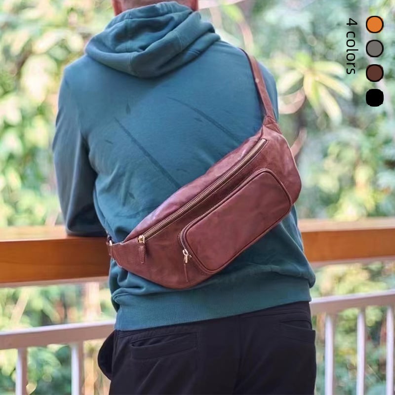 Torba od prave kože za muškarce i žene, vintage stil, gornji sloj teleće kože, crossbody sa zatvaračem, unutarnja zip torbica i pretinac za ID, pamucna podstava