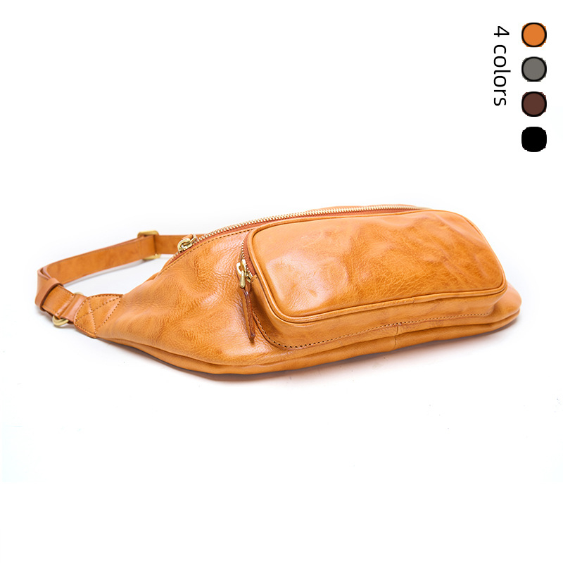 Torba od prave kože za muškarce i žene, vintage stil, gornji sloj teleće kože, crossbody sa zatvaračem, unutarnja zip torbica i pretinac za ID, pamucna podstava