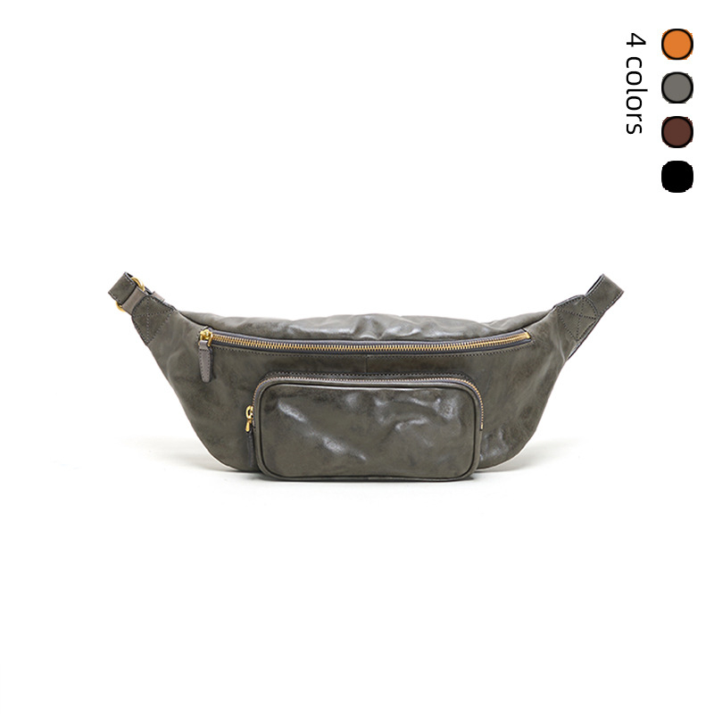 Torba od prave kože za muškarce i žene, vintage stil, gornji sloj teleće kože, crossbody sa zatvaračem, unutarnja zip torbica i pretinac za ID, pamucna podstava