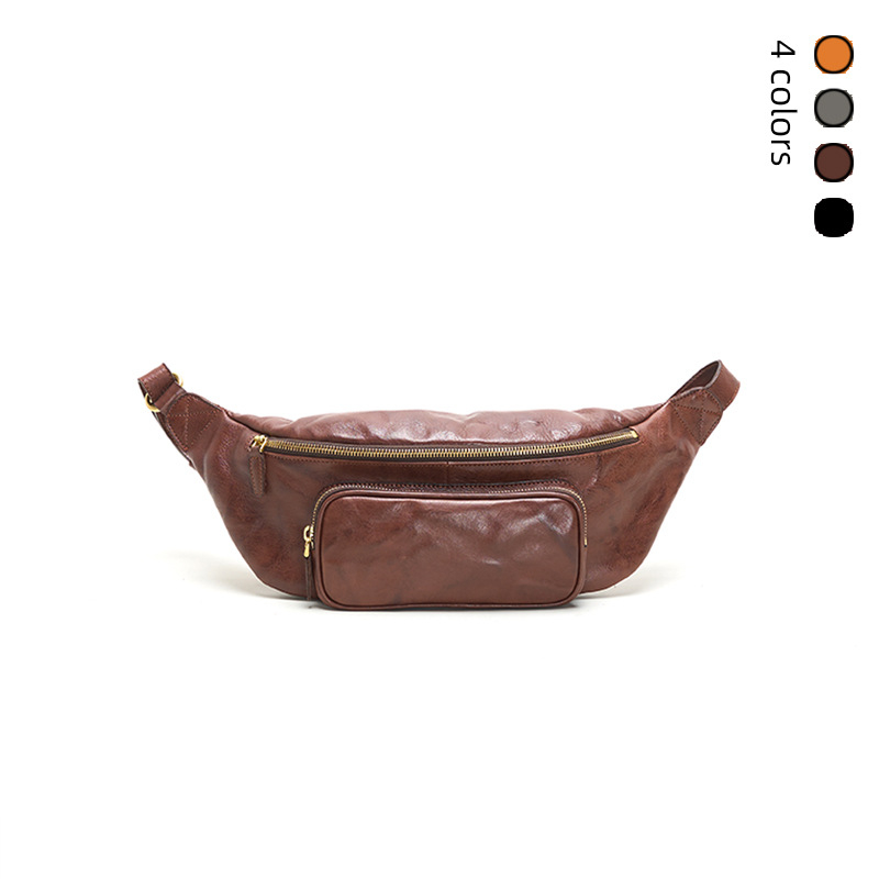 Torba od prave kože za muškarce i žene, vintage stil, gornji sloj teleće kože, crossbody sa zatvaračem, unutarnja zip torbica i pretinac za ID, pamucna podstava