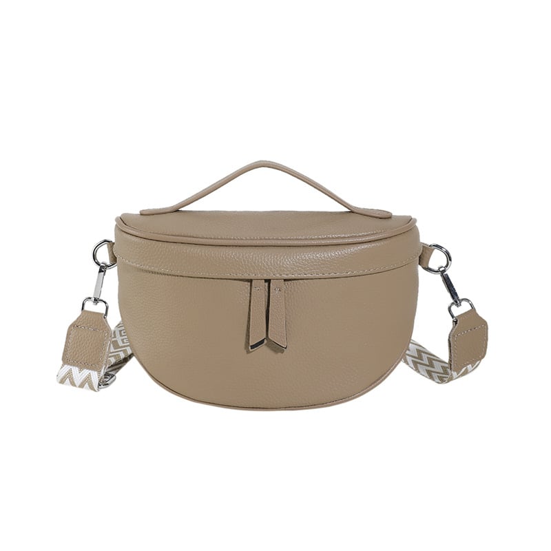 Kožna crossbody torba od prvog sloja goveđe kože, vodoravni kvadratni oblik, zatvarač, poliester podstava, jedan remen