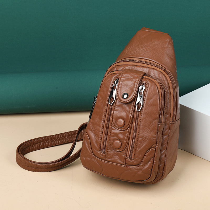 Ženska PU crossbody torbica s mekom teksturom, podstava poliester, zatvarač, unutarnja džep sa zatvaračem, trodimenzionalni dizajn, za svakodnevnu upotrebu