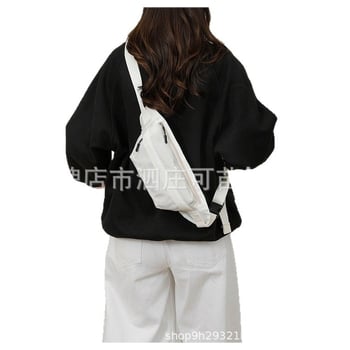 Geantă crossbody din pânză, unisex, cu fermoar, căptușeală din nailon, interior laminat (Primăvara 2024)