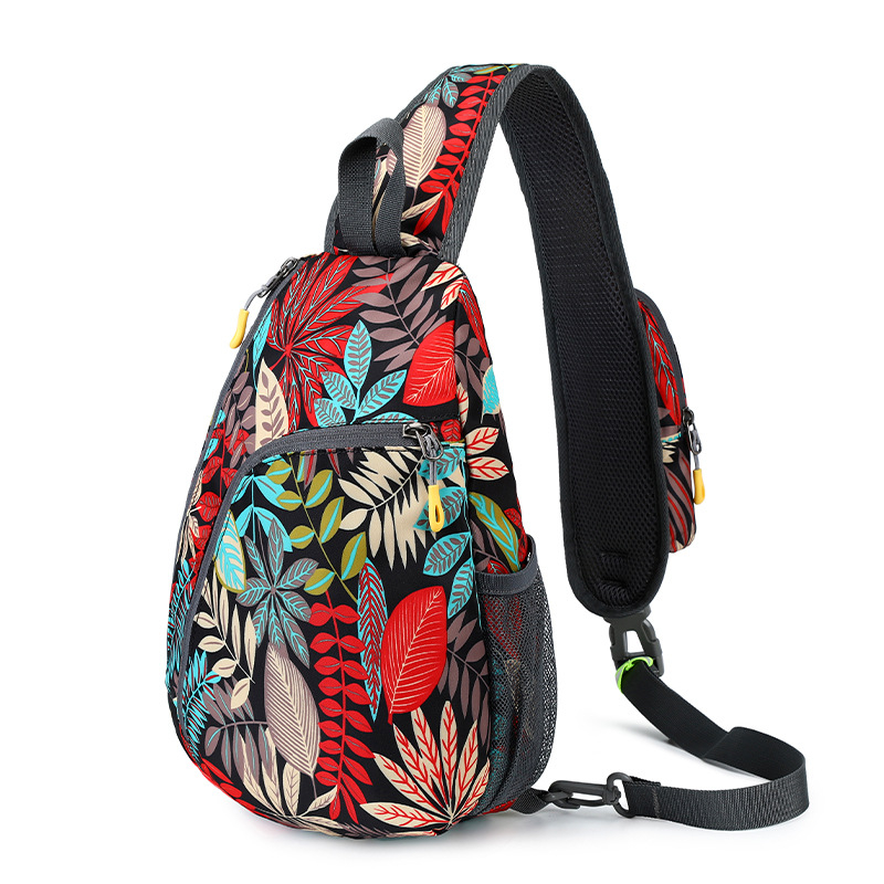 Ženska crossbody torbica – cvjetni uzorak, PU materijal, zatvarač, najlonska podstava, unutarnja džep