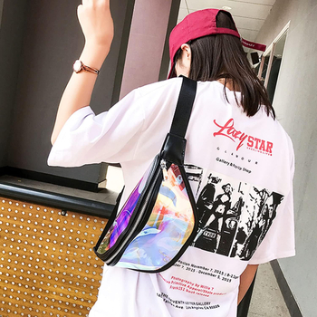 HDWISS дамска поясна чанта TPU – цветна PVC, водоустойчива кръстосана чанта, джобове с цип, полиестерна подплата, вътрешен слой, чанта с капак