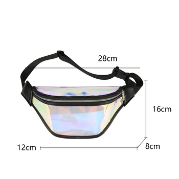 HDWISS дамска поясна чанта TPU – цветна PVC, водоустойчива кръстосана чанта, джобове с цип, полиестерна подплата, вътрешен слой, чанта с капак