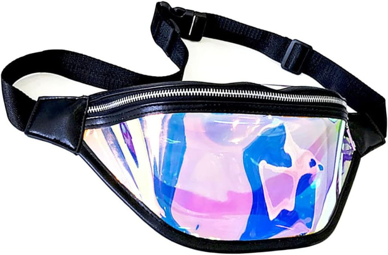 HDWISS дамска поясна чанта TPU – цветна PVC, водоустойчива кръстосана чанта, джобове с цип, полиестерна подплата, вътрешен слой, чанта с капак