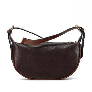 JOGUJOS geantă de damă din piele naturală, piele tratată vegetal, formă Dumpling, stil urban minimalist, geantă crossbody cu fermoar și buzunar pentru telefon