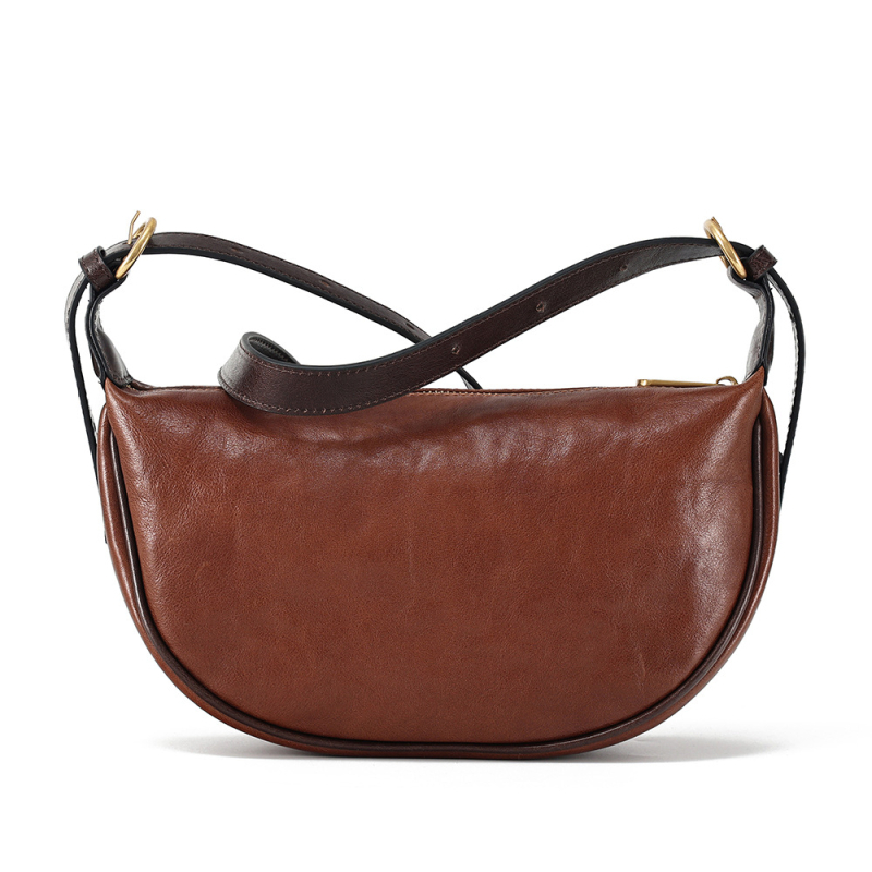 JOGUJOS geantă de damă din piele naturală, piele tratată vegetal, formă Dumpling, stil urban minimalist, geantă crossbody cu fermoar și buzunar pentru telefon