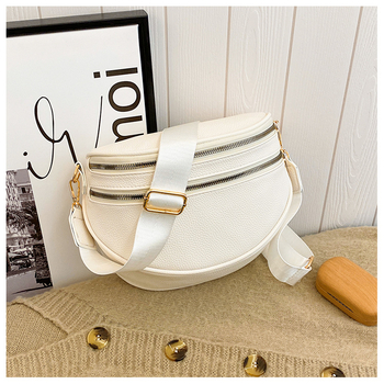 Ženska crossbody torba, PU koža, gradski jednostavan stil, široke naramenice, zatvaranje zipom