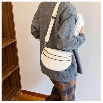 Ženska crossbody torba, PU koža, gradski jednostavan stil, široke naramenice, zatvaranje zipom