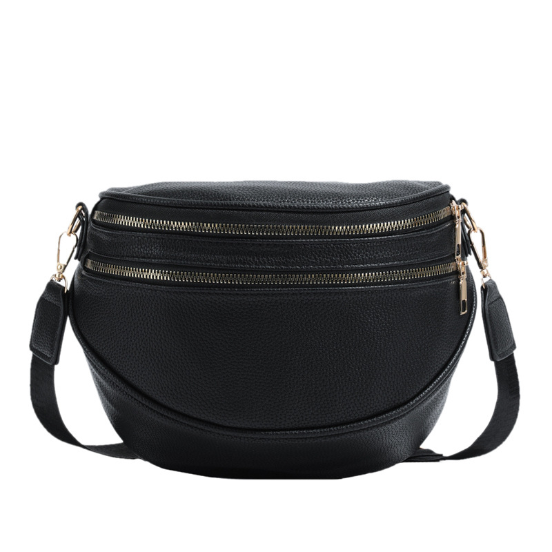 Ženska crossbody torba, PU koža, gradski jednostavan stil, široke naramenice, zatvaranje zipom