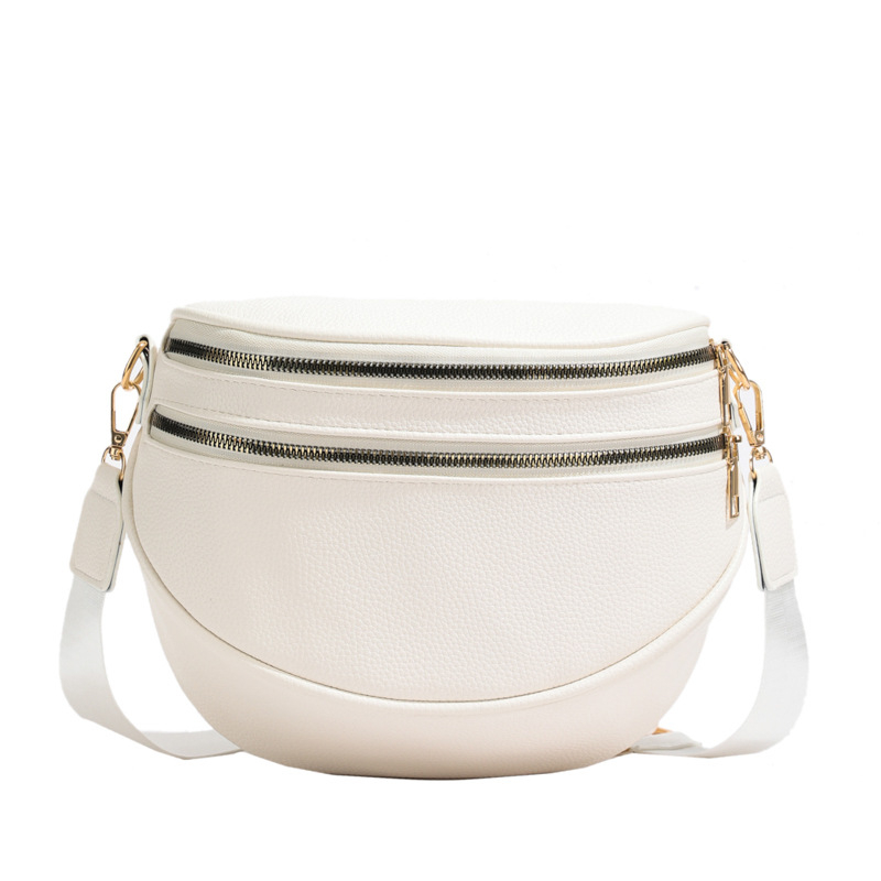 Ženska crossbody torba, PU koža, gradski jednostavan stil, široke naramenice, zatvaranje zipom