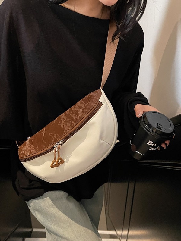 Ženska crossbody torbica, urbana jednostavnost, Oxford tkanina, proljeće 2025, zatvaranje zatvaračem, laminirani unutarnji džep