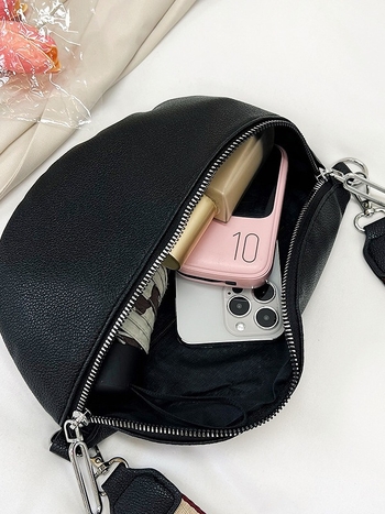 Ženska crossbody torbica s džepom za telefon – PU materijal, zatvarač, mala veličina, jednostruka naramenica, jesen 2024