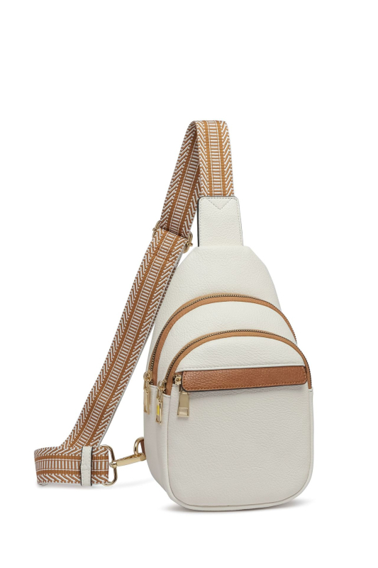 PU koža crossbody torbica, etnički stil, zatvarač, džep za mobitel i ID, poliester podstava