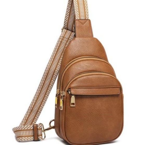 PU koža crossbody torbica, etnički stil, zatvarač, džep za mobitel i ID, poliester podstava