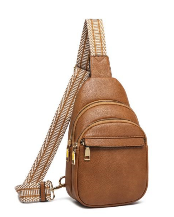 PU koža crossbody torbica, etnički stil, zatvarač, džep za mobitel i ID, poliester podstava