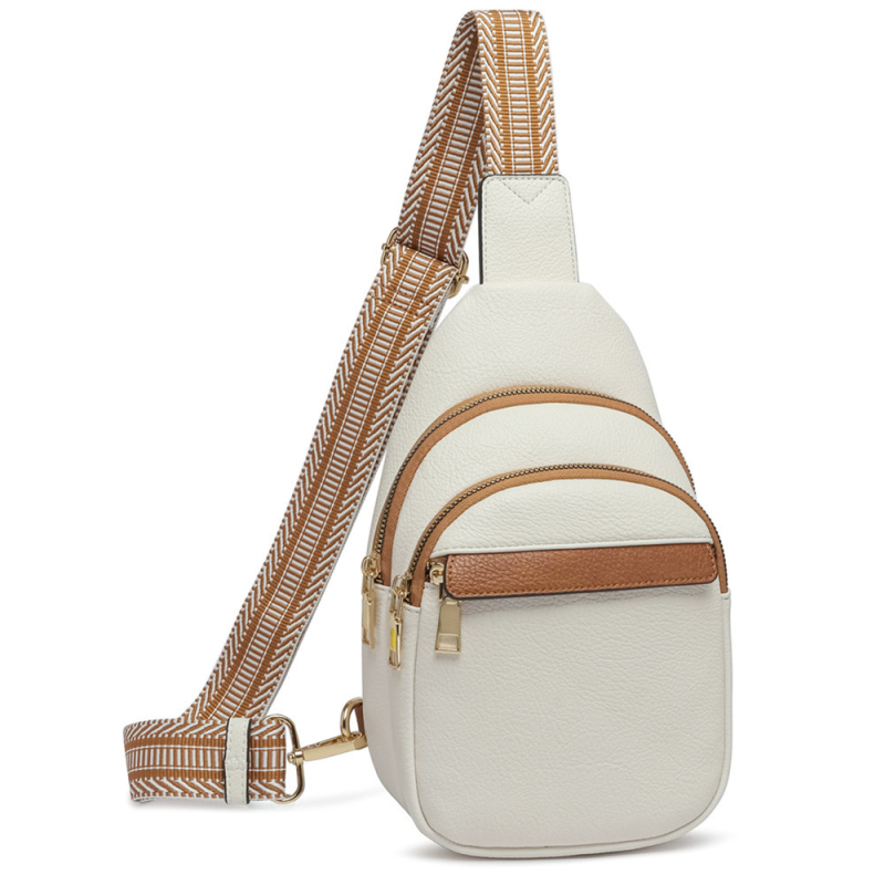 PU koža crossbody torbica, etnički stil, zatvarač, džep za mobitel i ID, poliester podstava