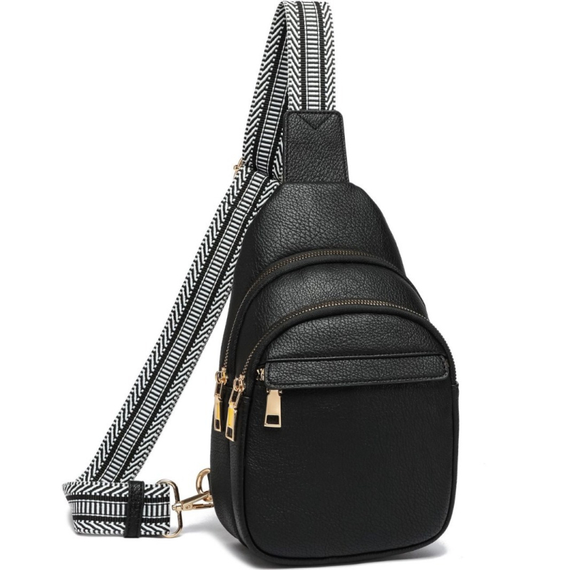 PU koža crossbody torbica, etnički stil, zatvarač, džep za mobitel i ID, poliester podstava