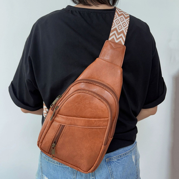 Ženska crossbody torba, boemski stil, PU koža, podstava od poliester, zatvarač, svakodnevna upotreba