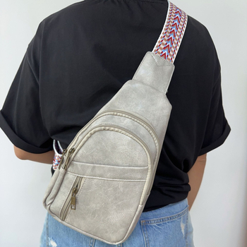 Ženska crossbody torba, boemski stil, PU koža, podstava od poliester, zatvarač, svakodnevna upotreba