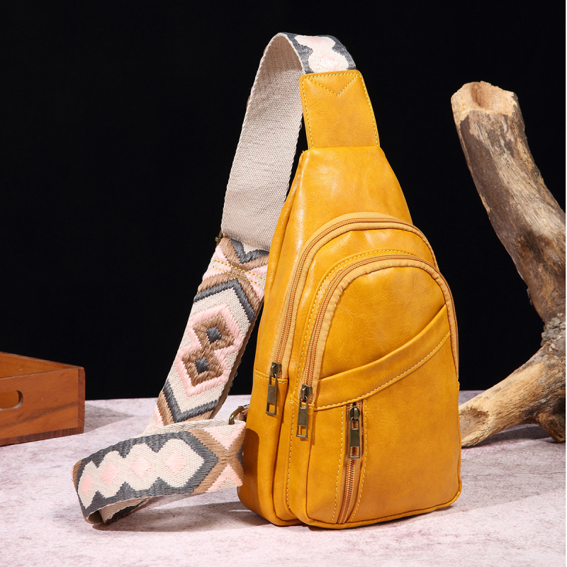 Ženska crossbody torba, boemski stil, PU koža, podstava od poliester, zatvarač, svakodnevna upotreba