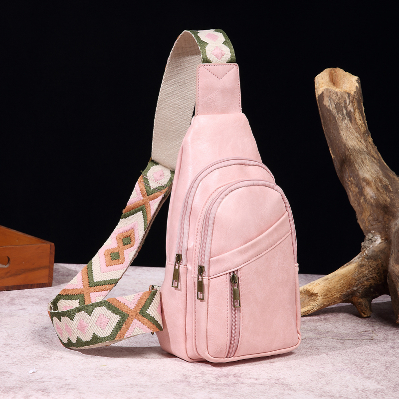 Ženska crossbody torba, boemski stil, PU koža, podstava od poliester, zatvarač, svakodnevna upotreba