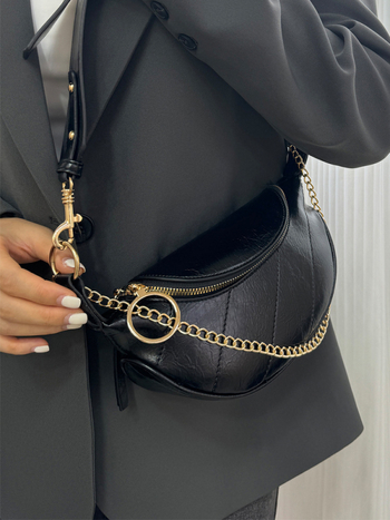 Crossbody torba od PU materijala, gradski stil, oblik školjke, zatvaranje na zip