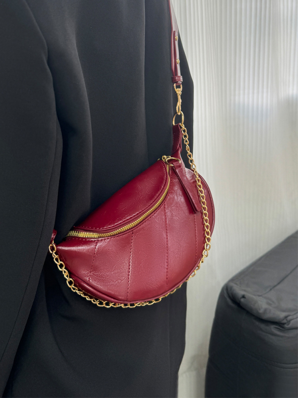 Crossbody torba od PU materijala, gradski stil, oblik školjke, zatvaranje na zip