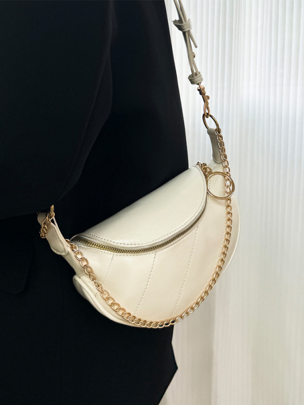 Crossbody torba od PU materijala, gradski stil, oblik školjke, zatvaranje na zip