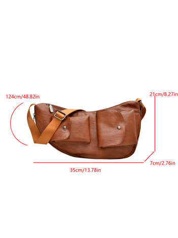 PU kožna crossbody torba, gradski stil, jesen 2025, zatvarač, džep za telefon