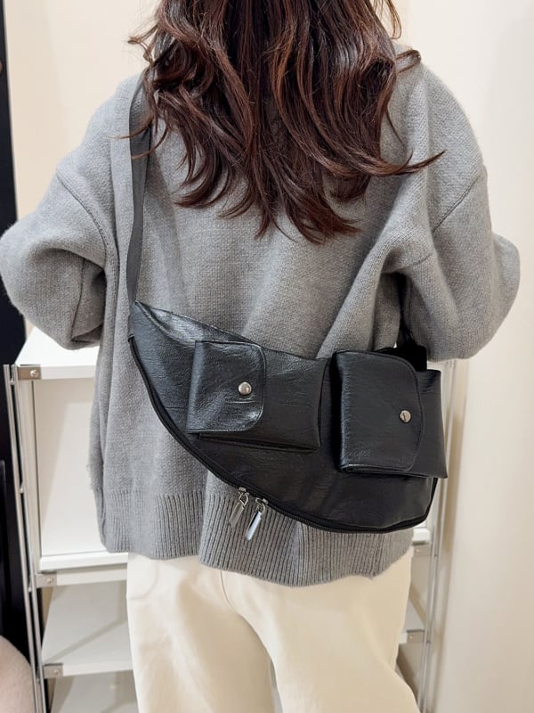 PU kožna crossbody torba, gradski stil, jesen 2025, zatvarač, džep za telefon