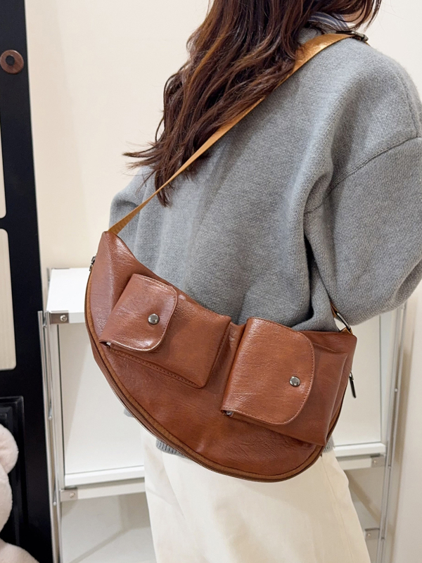 PU kožna crossbody torba, gradski stil, jesen 2025, zatvarač, džep za telefon