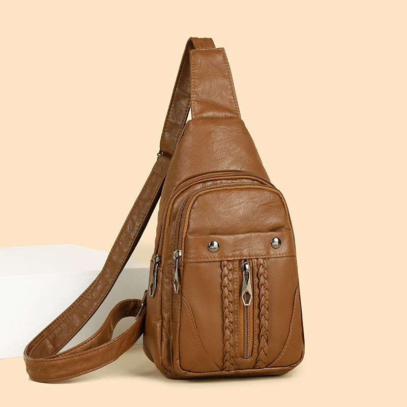Bukapi Ženska crossbody torba od isprane kože s pletenim uzorkom, mekana koža, dekorativne metalne pločice i nasmijani detalj, unutarnja zip-kutija, džep za telefon, ID džep, proljeće 2025