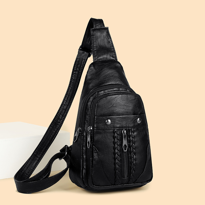Bukapi Ženska crossbody torba od isprane kože s pletenim uzorkom, mekana koža, dekorativne metalne pločice i nasmijani detalj, unutarnja zip-kutija, džep za telefon, ID džep, proljeće 2025