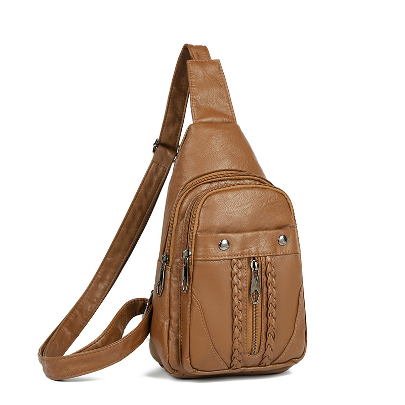 Bukapi Ženska crossbody torba od isprane kože s pletenim uzorkom, mekana koža, dekorativne metalne pločice i nasmijani detalj, unutarnja zip-kutija, džep za telefon, ID džep, proljeće 2025