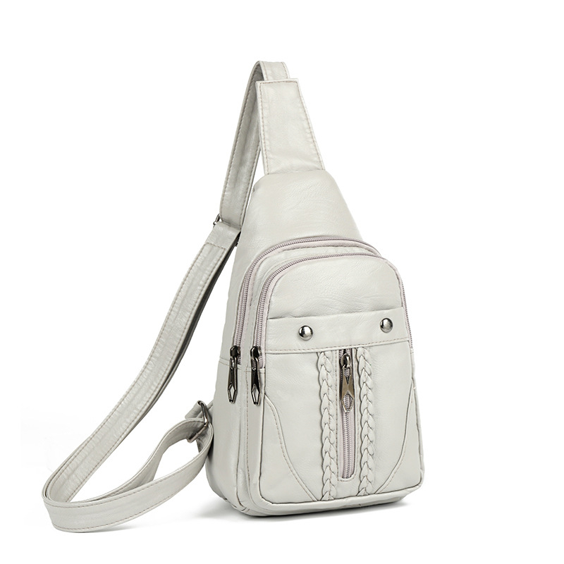 Bukapi Ženska crossbody torba od isprane kože s pletenim uzorkom, mekana koža, dekorativne metalne pločice i nasmijani detalj, unutarnja zip-kutija, džep za telefon, ID džep, proljeće 2025
