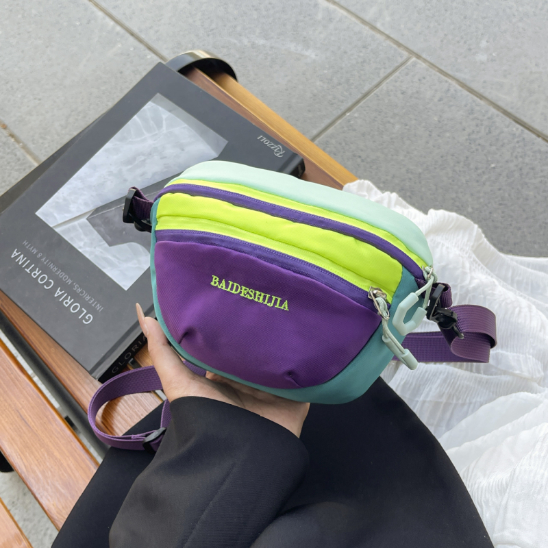 Nylon crossbody torbica s Dopamine dizajnom u kontrastnim bojama, unisex preko ramena