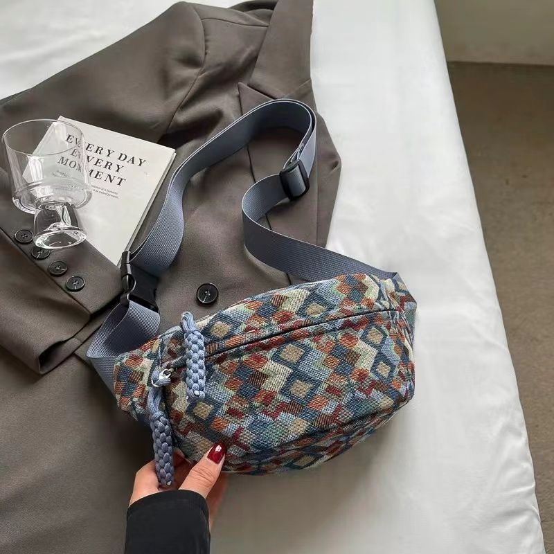 Unisex PU torbica za prsa s platnenom podstavom, crossbody torba za telefon – proljeće 2025
