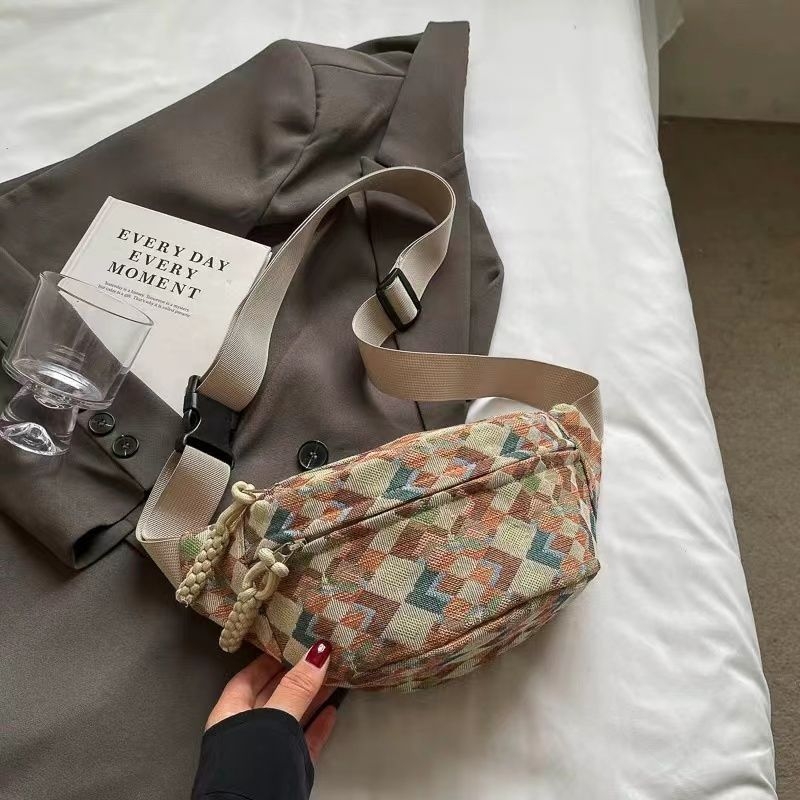 Unisex PU torbica za prsa s platnenom podstavom, crossbody torba za telefon – proljeće 2025