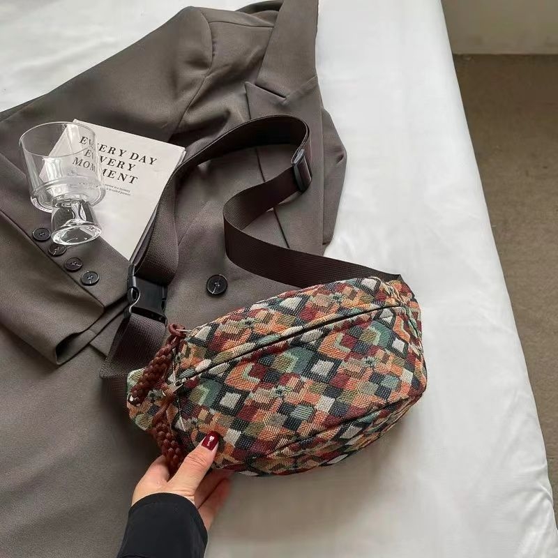 Unisex PU torbica za prsa s platnenom podstavom, crossbody torba za telefon – proljeće 2025