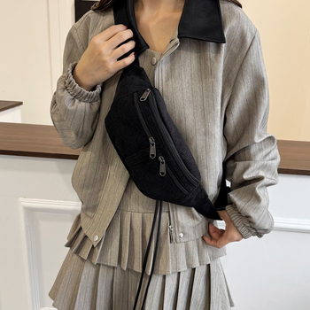Crossbody torba Corduroy, gradska jednostavnost, Saddle bag stil, Dumpling oblik, zatvaranje zipom
