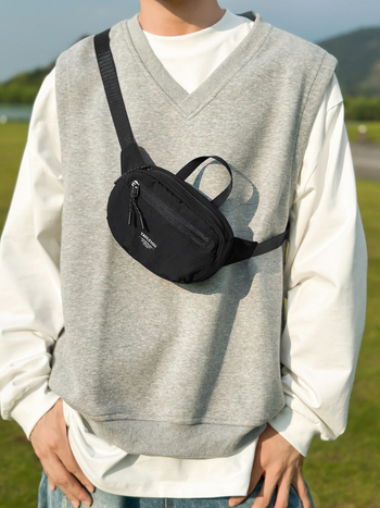 Tašna za struk za vanjsku uporabu, lagana, najlonska, zatvarač, džep za telefon, trodimenzionalni dizajn (Stil: Street style; Materijal: Nylon; Otvaranje: Zip; Unutarnja struktura: Džep za telefon; Vanjski tip torbe: Trodimenzionalna torba)