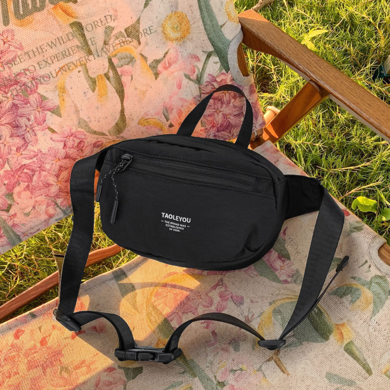 Tašna za struk za vanjsku uporabu, lagana, najlonska, zatvarač, džep za telefon, trodimenzionalni dizajn (Stil: Street style; Materijal: Nylon; Otvaranje: Zip; Unutarnja struktura: Džep za telefon; Vanjski tip torbe: Trodimenzionalna torba)