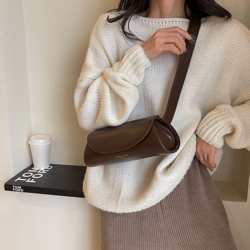 Ženska crossbody torba, casual stil, mala kružna torba, poliester, zatvaranje poklopca, proljeće 2025