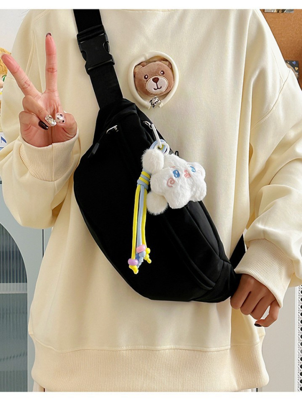Nylon torbica za preko ramena sa zatvaračem, mekana podstava od poliestera, gradski minimalistički stil