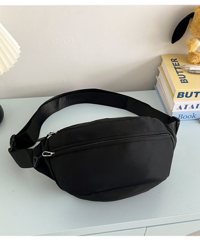Nylon torbica za preko ramena sa zatvaračem, mekana podstava od poliestera, gradski minimalistički stil