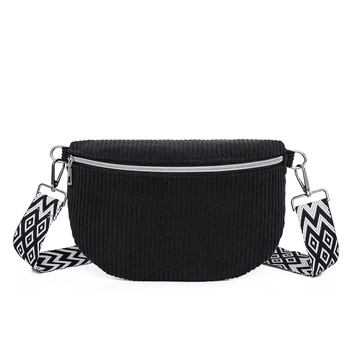 Ženska corduroy crossbody torba — urbani minimalistički stil, zatvaranje zipom, unutarnja džep za dokumente, podstava od poliestra, zimska sezona 2025