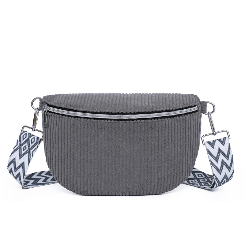 Ženska corduroy crossbody torba — urbani minimalistički stil, zatvaranje zipom, unutarnja džep za dokumente, podstava od poliestra, zimska sezona 2025